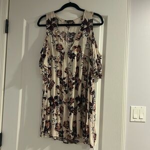 floral cut out shoulder with sleeve dress